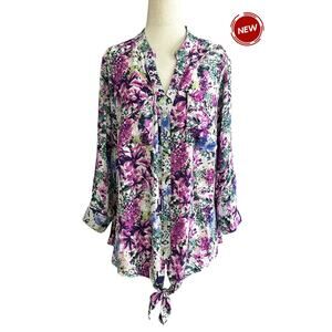 Elementz Multicolor Floral Blouse Women's Plus Size 1X NWT | 74-4